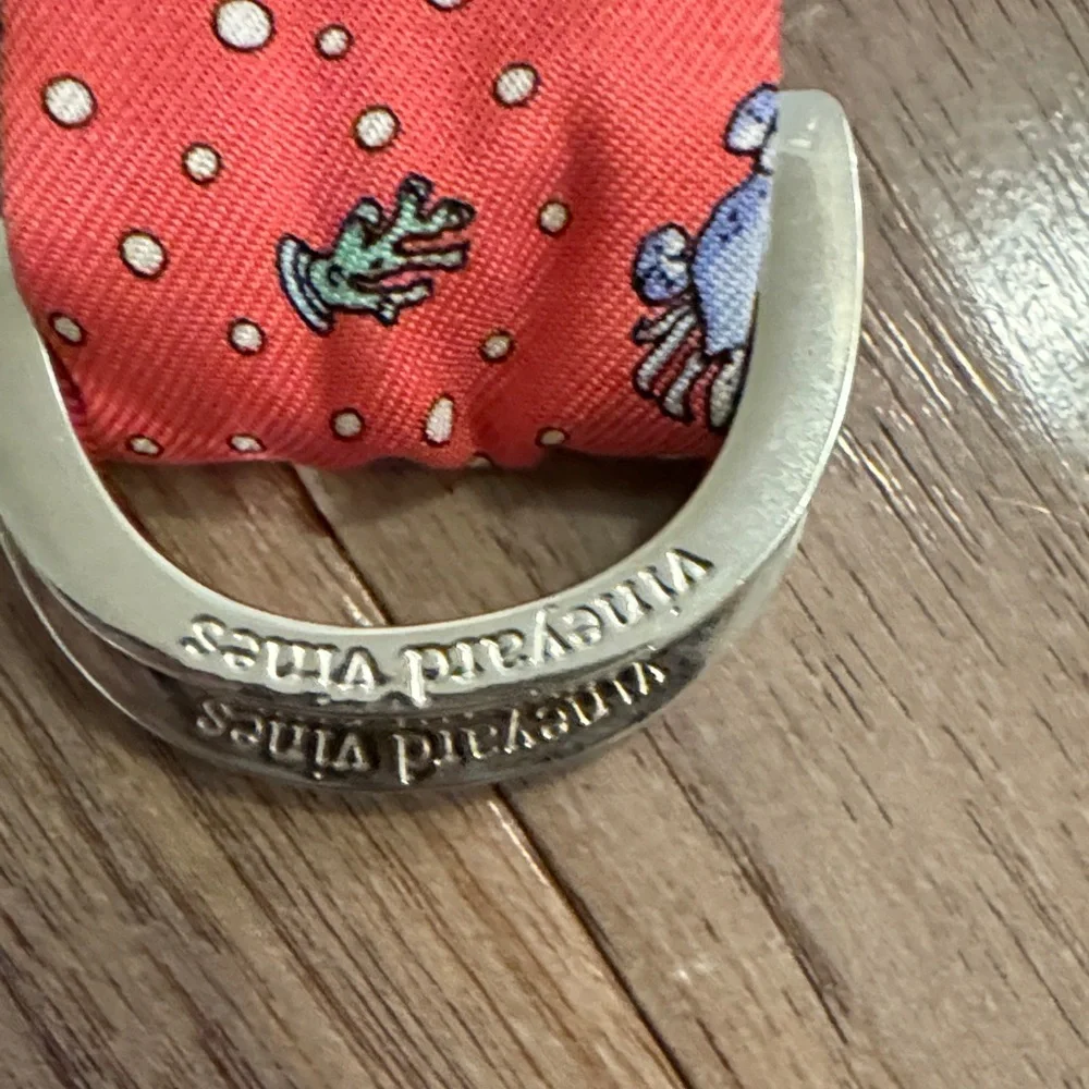 Vineyard Vines Red Kids Belt with Whale Pattern